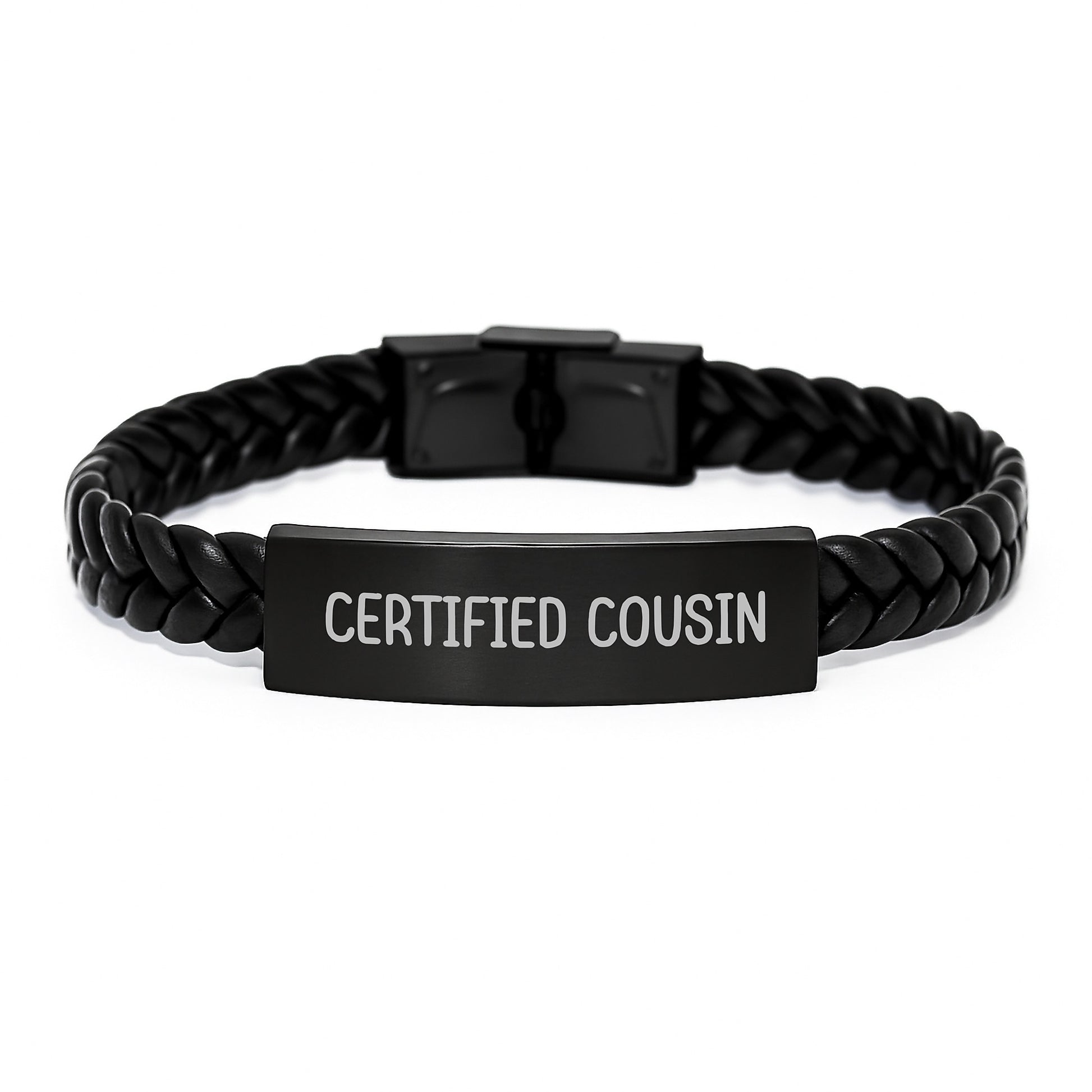 Funny Cousin Christmas Unique Gifts from Family - Gift for Cousin Men Women Interlaced Leather Bracelet - Image 1