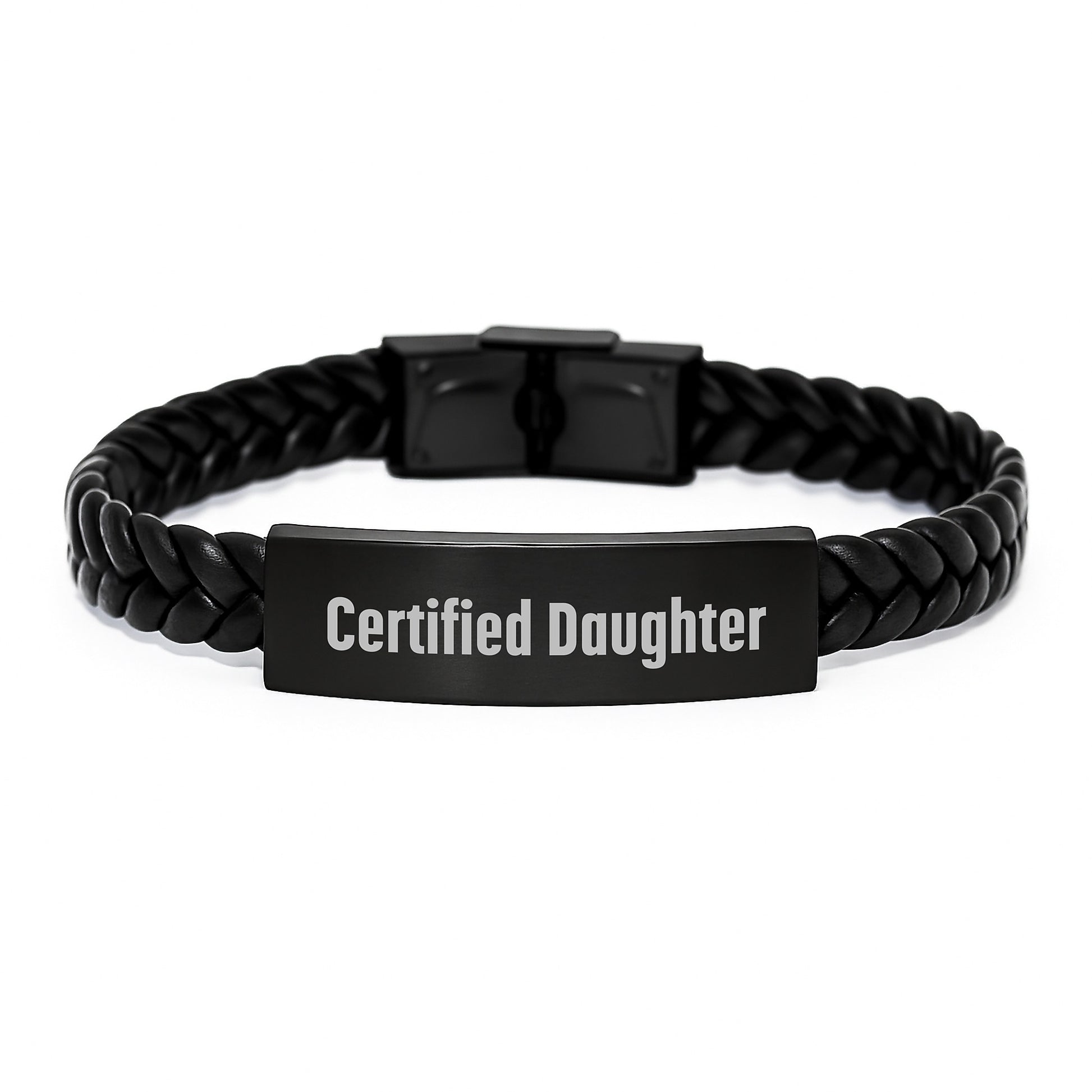 Funny Daughter Gifts for Her - Certified Daughter Interlaced Leather Bracelet, Gifts from Mom, Daughter Love Bracelet, Christmas Unique Presents - Image 1