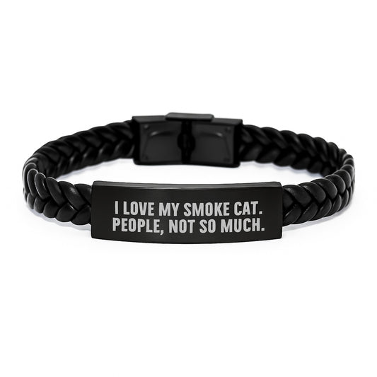 Funny Smoke Cat Interlaced Leather Bracelet Birthday Unique Gifts for Friends and Family Members - Image 1