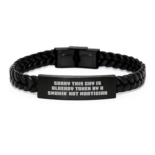 Funny Mortician Gifts from Men - Christmas Unique Gifts for Mortician - Interlaced Leather Bracelet for Women - Image 1