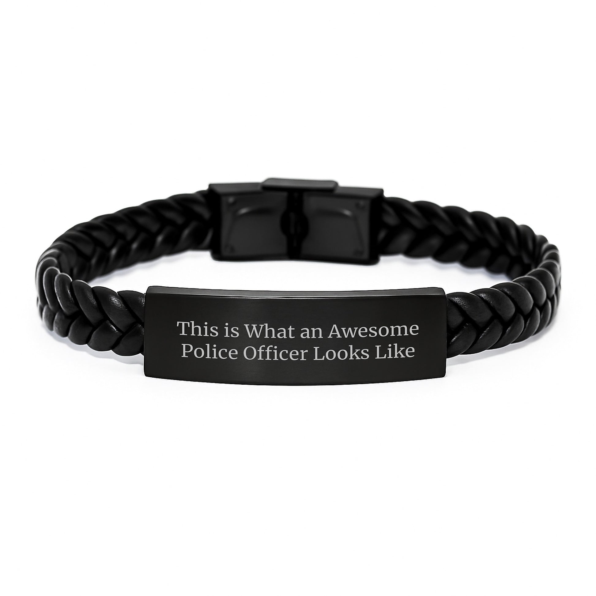 Funny Police Officer Gifts from Men to Police Officer - Unique Interlaced Leather Bracelet for Valentine's - Image 1
