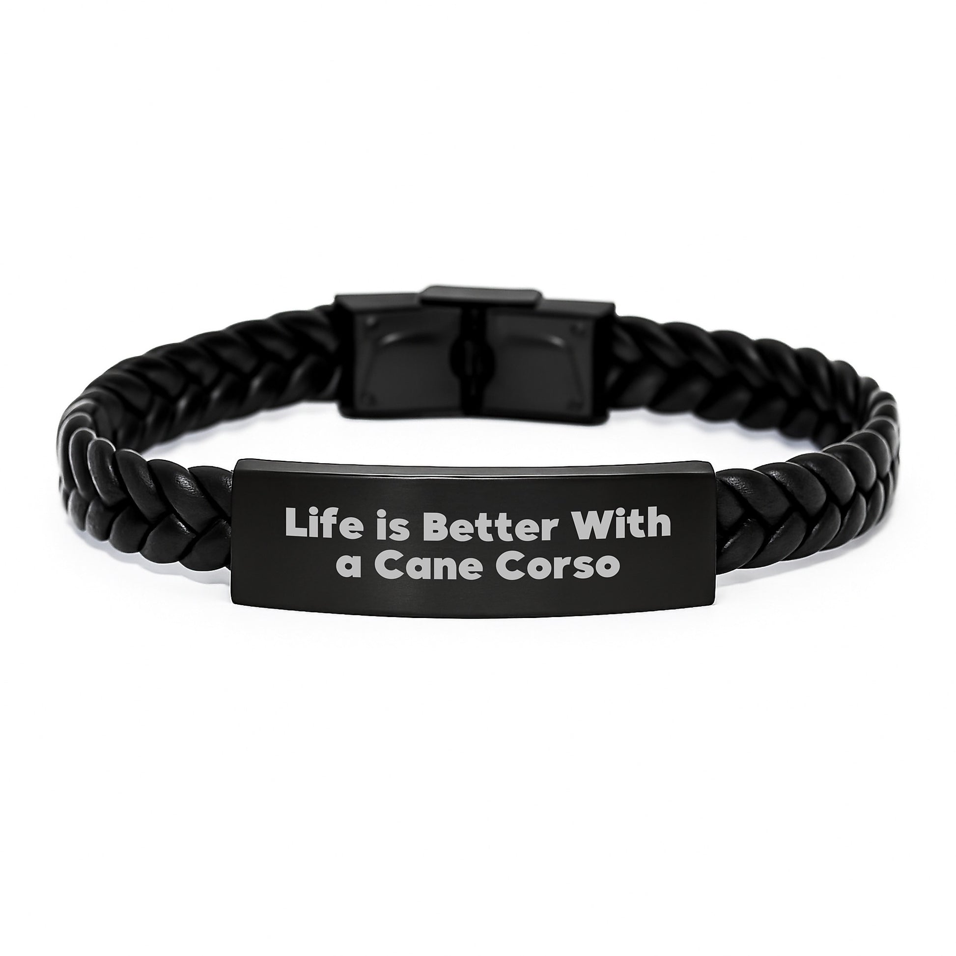 Funny Cane Corso Dog Lover Gifts from Friends, Unique Interlaced Leather Bracelet for Graduation, Life Is Better With A Cane Corso - Image 1