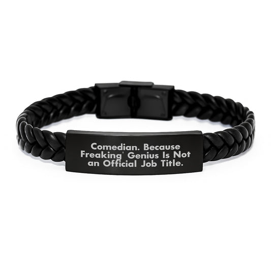 Comedian Gifts for Men and Women - Funny Quote Interlaced Leather Bracelet - Unique Graduation Gift for Comedians - Gifts from Friends and Family - Image 1