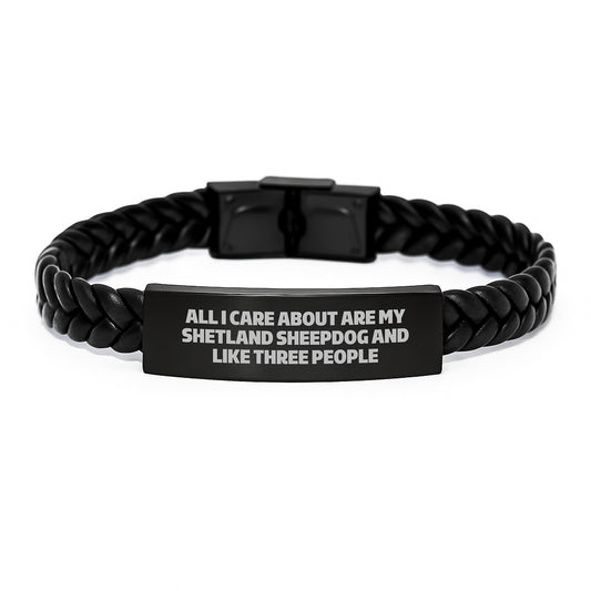 Shetland Sheepdog Lovers Interlaced Leather Bracelet Funny Quote Birthday Unique Gifts from Friends, Gifts for Shetland Sheepdog Enthusiasts, Shetland Sheepdog Mom, Shetland Sheepdog Dad - Image 1