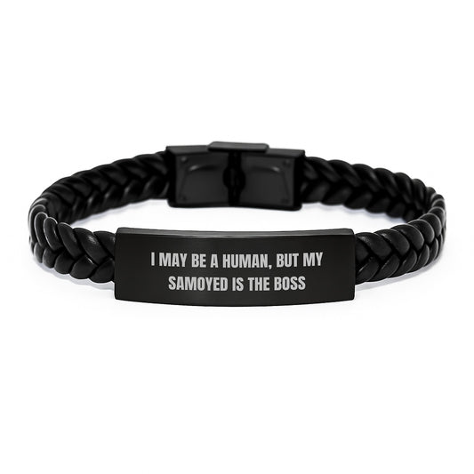 Samoyed Dog Lover Gifts from Friends, Funny Interlaced Leather Bracelet, Valentine's Unique Gifts - Image 1