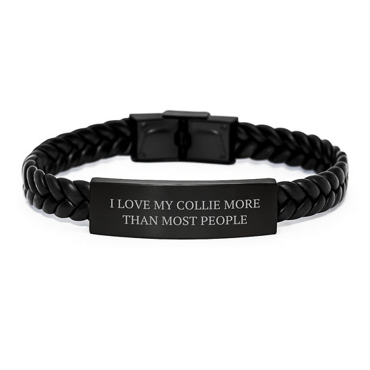 Funny Collie Dog Themed Interlaced Leather Bracelet Gifts from Loved Ones for Birthday Unique Collie Dog Collie Dog Lover Gifts - Image 1