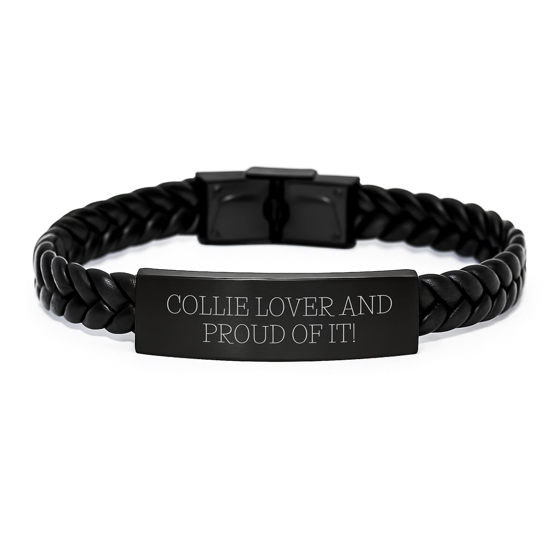 Collie Dog Lover Gifts, Funny Quote Interlaced Leather Bracelet for Men Women Friends Family, Birthday Unique Gifts from Mom Dad Friends - Image 1