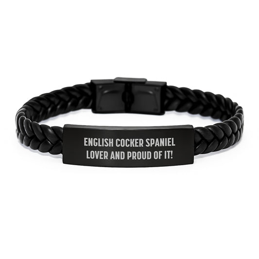 English Cocker Spaniel Dog Lovers Gifts for Men, Women, Friends, Coworkers, Family - Funny Quote Interlaced Leather Bracelet, Birthday Unique Gifts from Men, Women, Friends, Family - Image 1