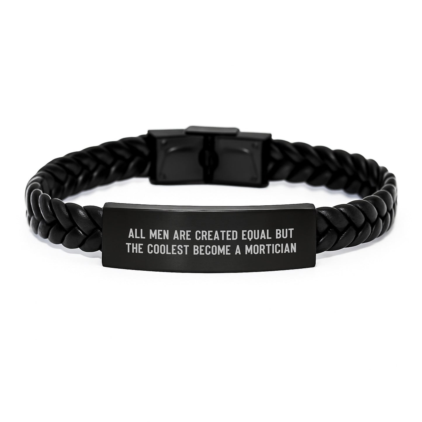 Mortician Gifts from Men for Him - Funny Quote Interlaced Leather Bracelet, Mother's Day Unique Gifts for Mortician Enthusiast, Stainless Steel and PU Leather Blend - Image 1