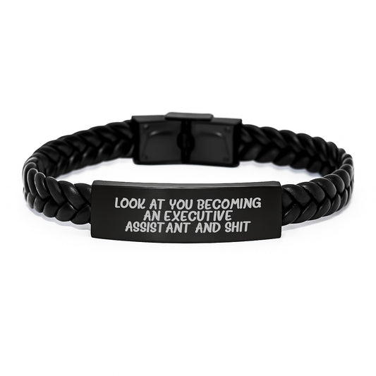 Executive Assistant Gifts for Men and Women - Funny Quote - Interlaced Leather Bracelet for Graduation Unique Gifts from Friends - A Great Present for Executive Assistant - Image 1