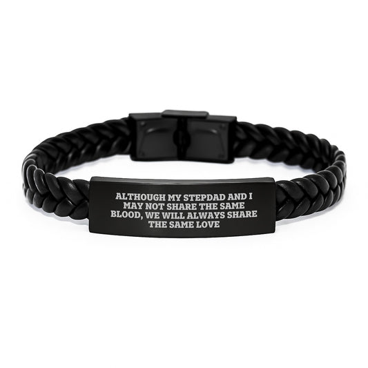 Funny Stepdad Gifts, Stepdad Love Quote Interlaced Leather Bracelet, Gifts for Men, Mother's Day Unique Gifts from Family - Image 1