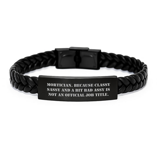 Funny Mortician Gifts from Friends for Mortician - Interlaced Leather Bracelet for Graduation Unique Gifts - Image 1