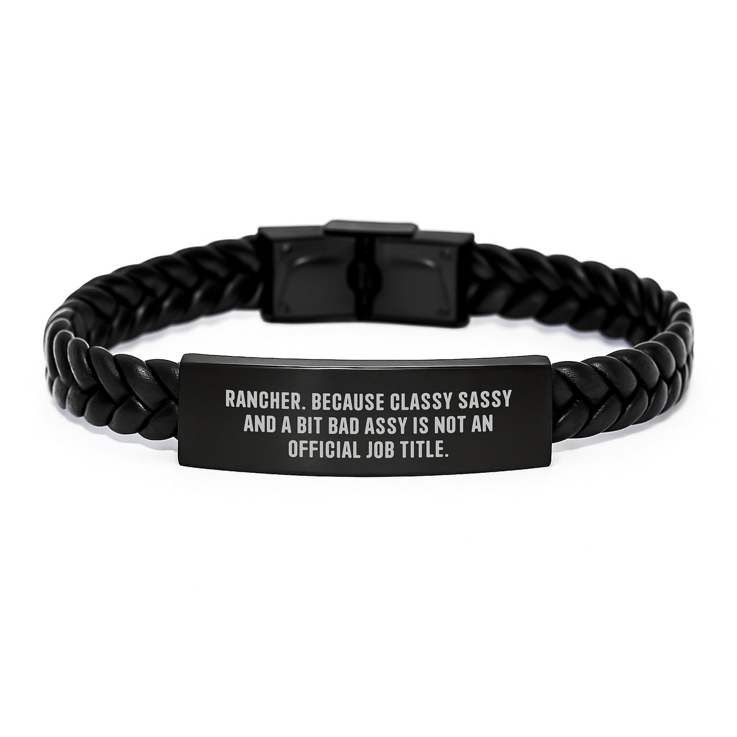 Rancher Gifts for Him - Funny Quote Interlaced Leather Bracelet, Gifts from Friends on Valentine's - Image 1