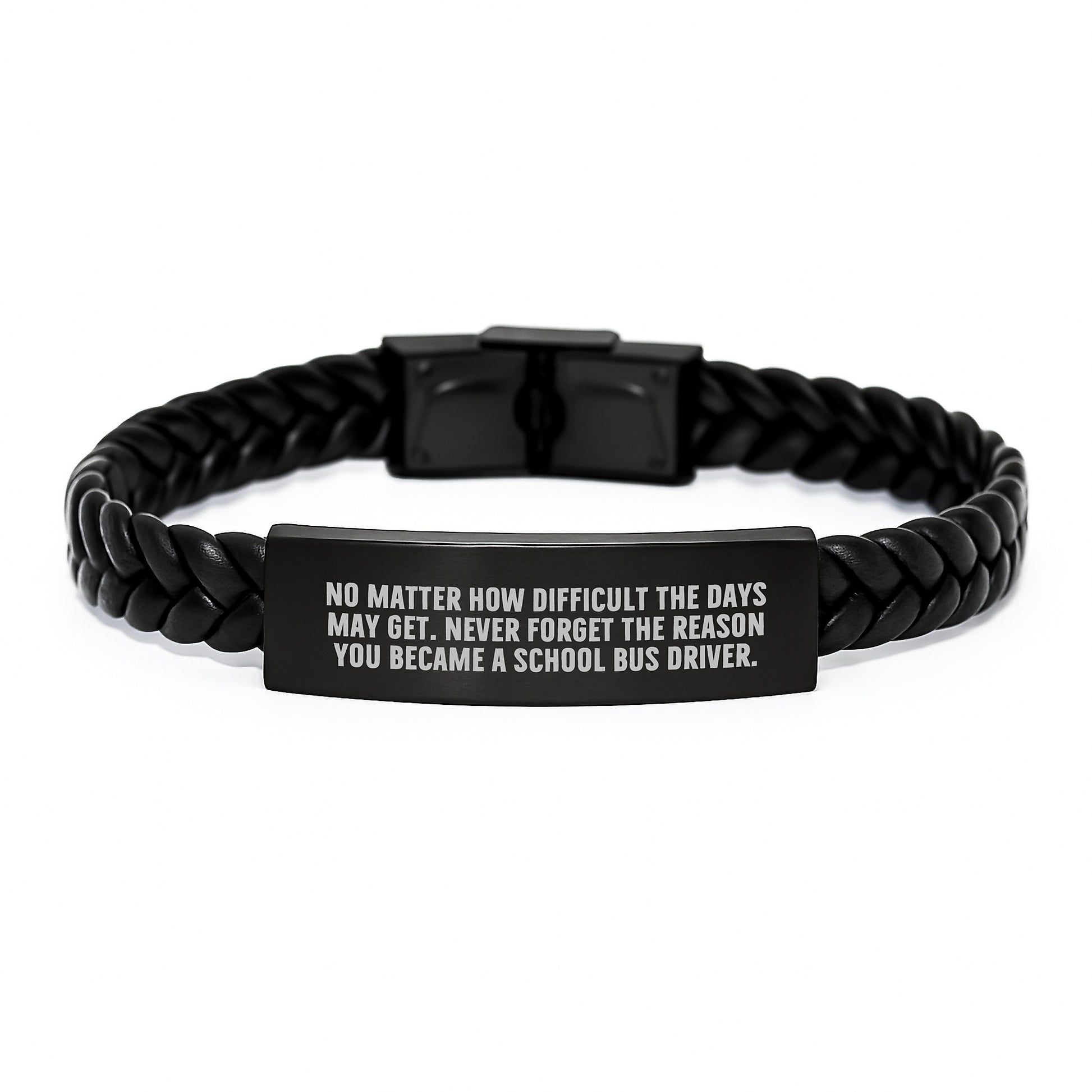Funny School Bus Driver Gifts - Inspirational Interlaced Leather Bracelet for Men and Women from Family - Never Forget the Reason You Became a School Bus Driver - Image 1