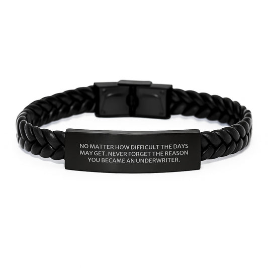 Underwriter Gifts Inspirational Interlaced Leather Bracelet for Men Friends from Family - Never Forget the Reason You Became an Underwriter - Graduation Unique Gifts - Image 1