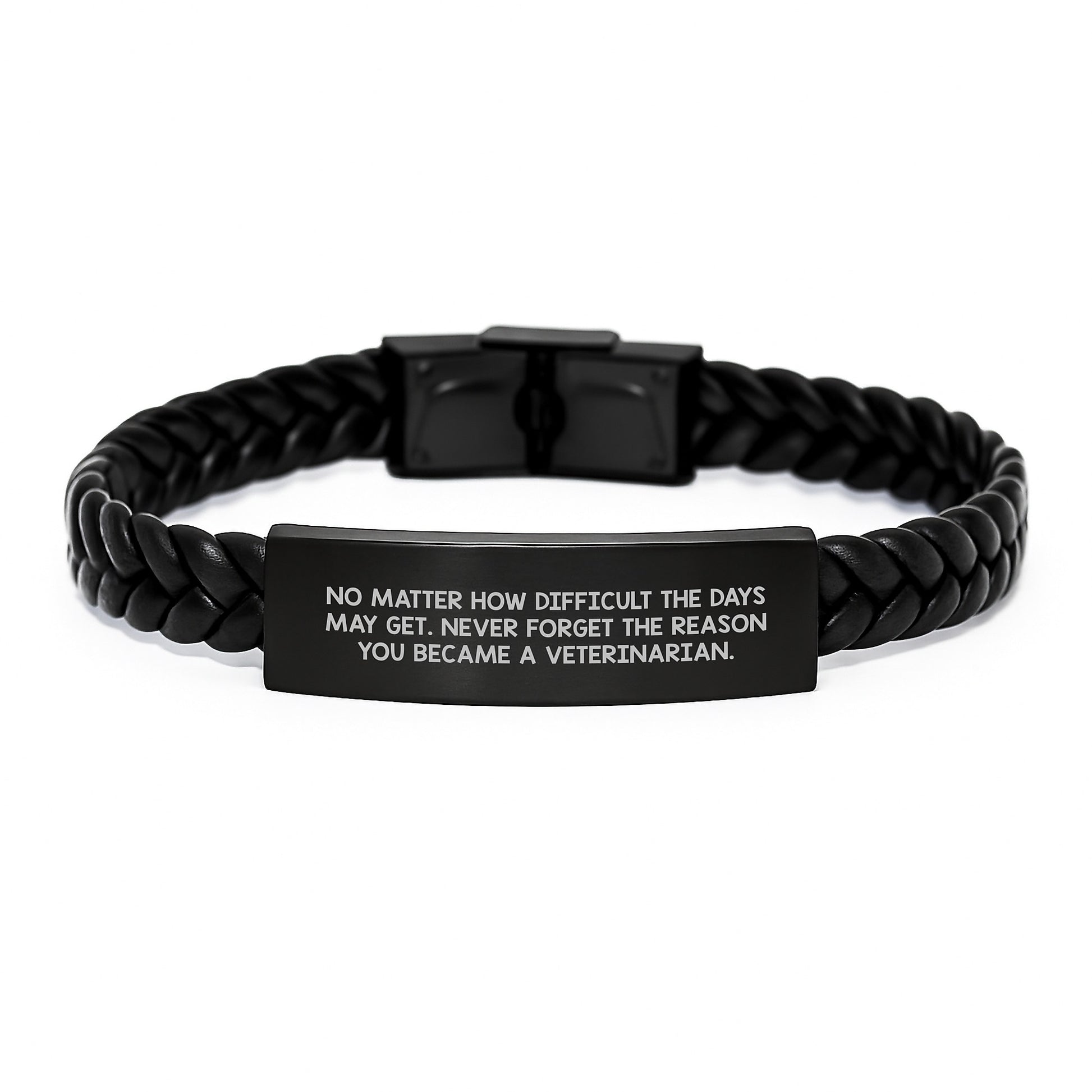 Inspiring Veterinarian Interlaced Leather Bracelet Gifts for Men, Women and Friends - Gifts from Family for Graduation Unique Gifts - Never Forget Reason Became Veterinarian - Image 1