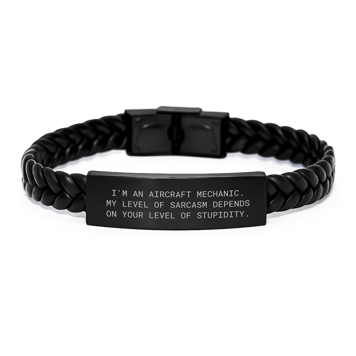 Unique Gifts from Friends for Aircraft Mechanic Men - Interlaced Leather Bracelet Funny Quote, Graduation Unique Gifts for Him - Image 1