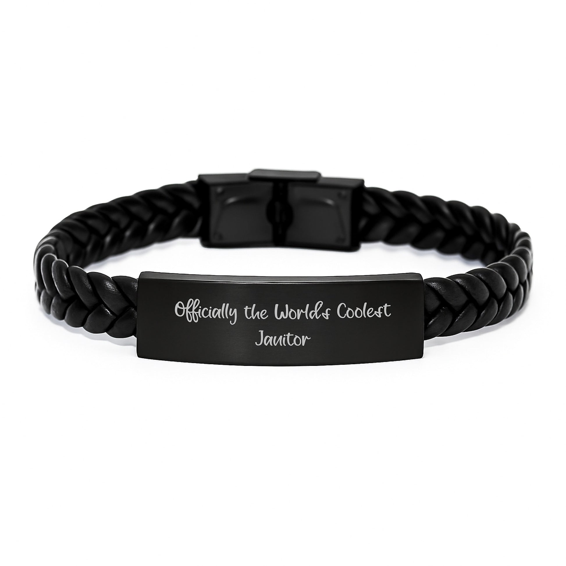 World's Coolest Janitor Janitor Gifts for Him Graduation Unique Gifts from Friends Leather Interlaced Bracelet - Image 1