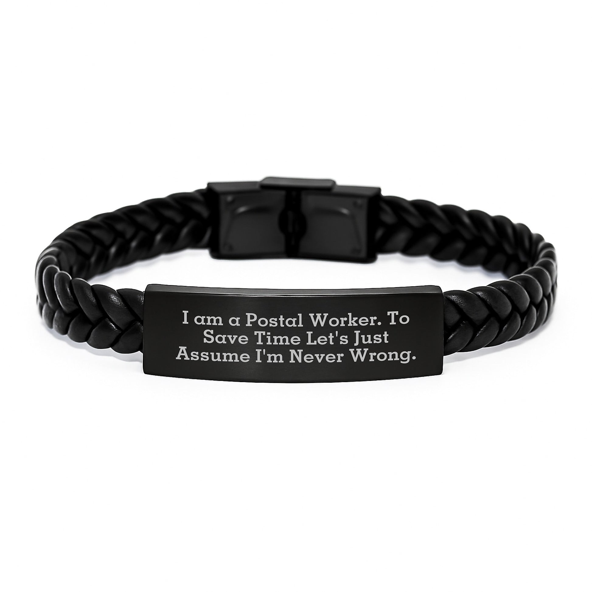 Funny Postal Worker Gifts, Interlaced Leather Bracelet for Men Friends Coworkers, Birthday Unique Gifts from Family - Image 1