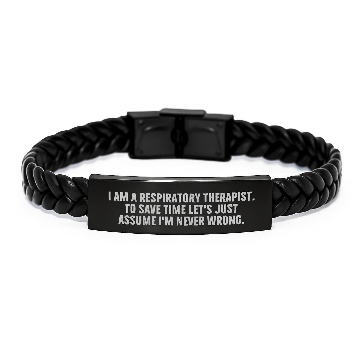 Funny Respiratory Therapist Gifts for Men, Interlaced Leather Bracelet with Stainless Steel and PU Leather, Christmas Unique Presents from Family - Image 1