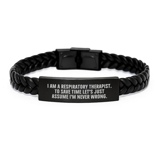 Funny Respiratory Therapist Gifts for Men, Interlaced Leather Bracelet with Stainless Steel and PU Leather, Christmas Unique Presents from Family - Image 1