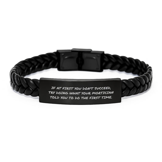 Funny Mortician Gifts from Men to Mortician, Interlaced Leather Bracelet for Christmas Unique Gifts - Image 1