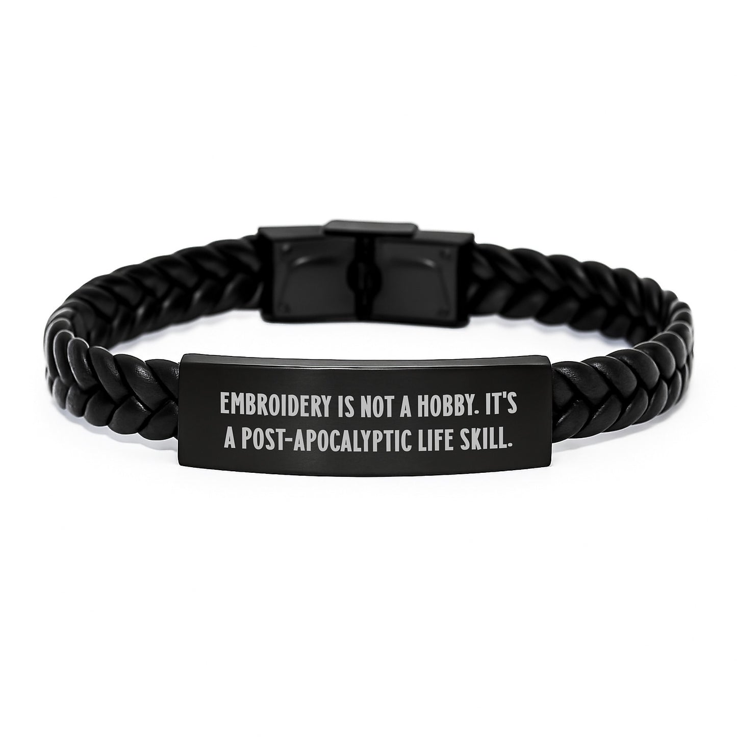 Funny Embroidery Gifts for Men Women Friends Coworkers Family Unique Christmas Memorable Present Interlaced Leather Bracelet - Image 1