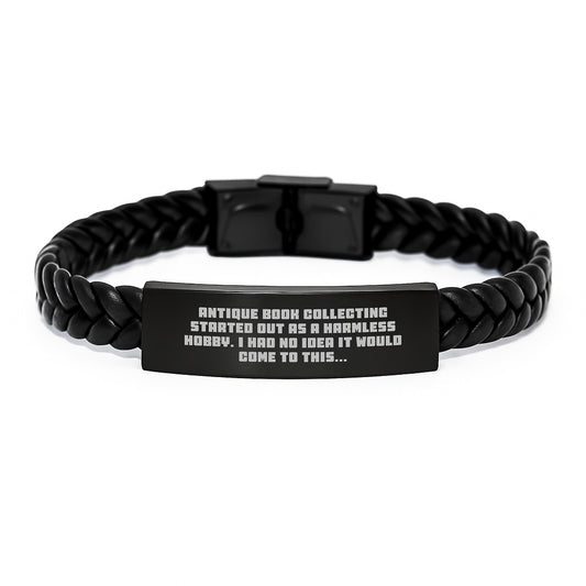 Gifts from Family for Antique Book Collecting Enthusiasts - Funny Quote Interlaced Leather Bracelet for Men, Christmas Unique Gifts - Image 1