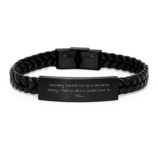 Funny Journaling Story, Gift for Journaling Lovers, Interlaced Leather Bracelet, Christmas Unique Gifts from Friends - Image 1