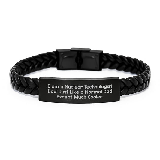 Nuclear Technologist Dad Gifts - Unique Interlaced Leather Bracelets for Men by Friends, Family, or Coworkers - Christmas Unique Gifts for Him - Image 1