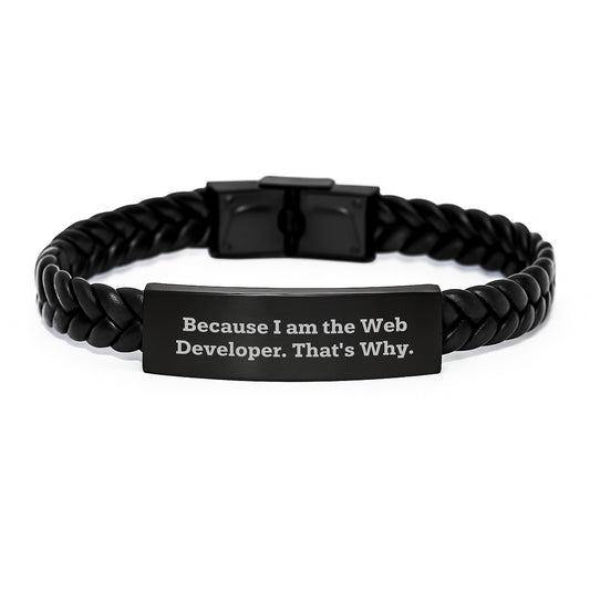 Funny Web Developer Gifts from Friends Web Developers for Men - Interlaced Leather Bracelet for Christmas Unique Gifts - Image 1