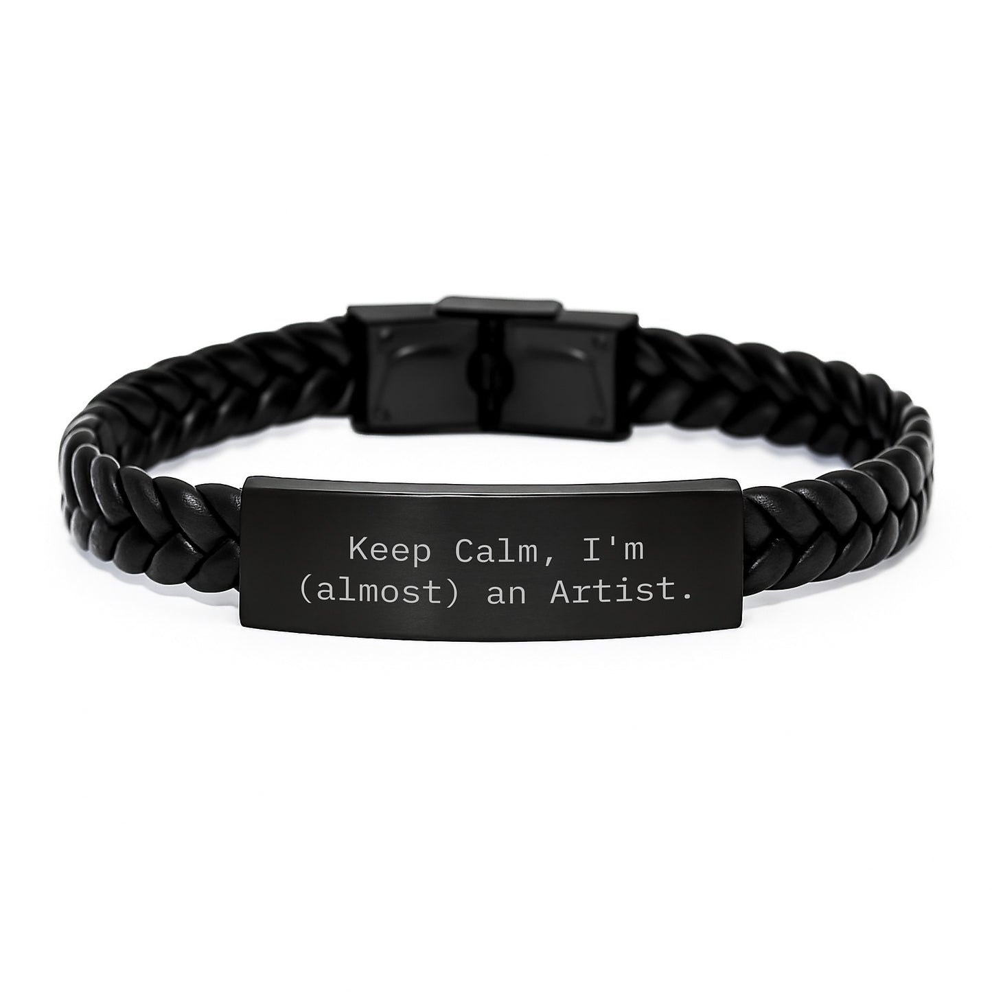 Funny Artist Gifts from Family, Interlaced Leather Bracelets with 'Keep Calm, I'm (almost) An Artist.' Quote for Women, Men, Friends - Christmas Unique Gifts - Image 1