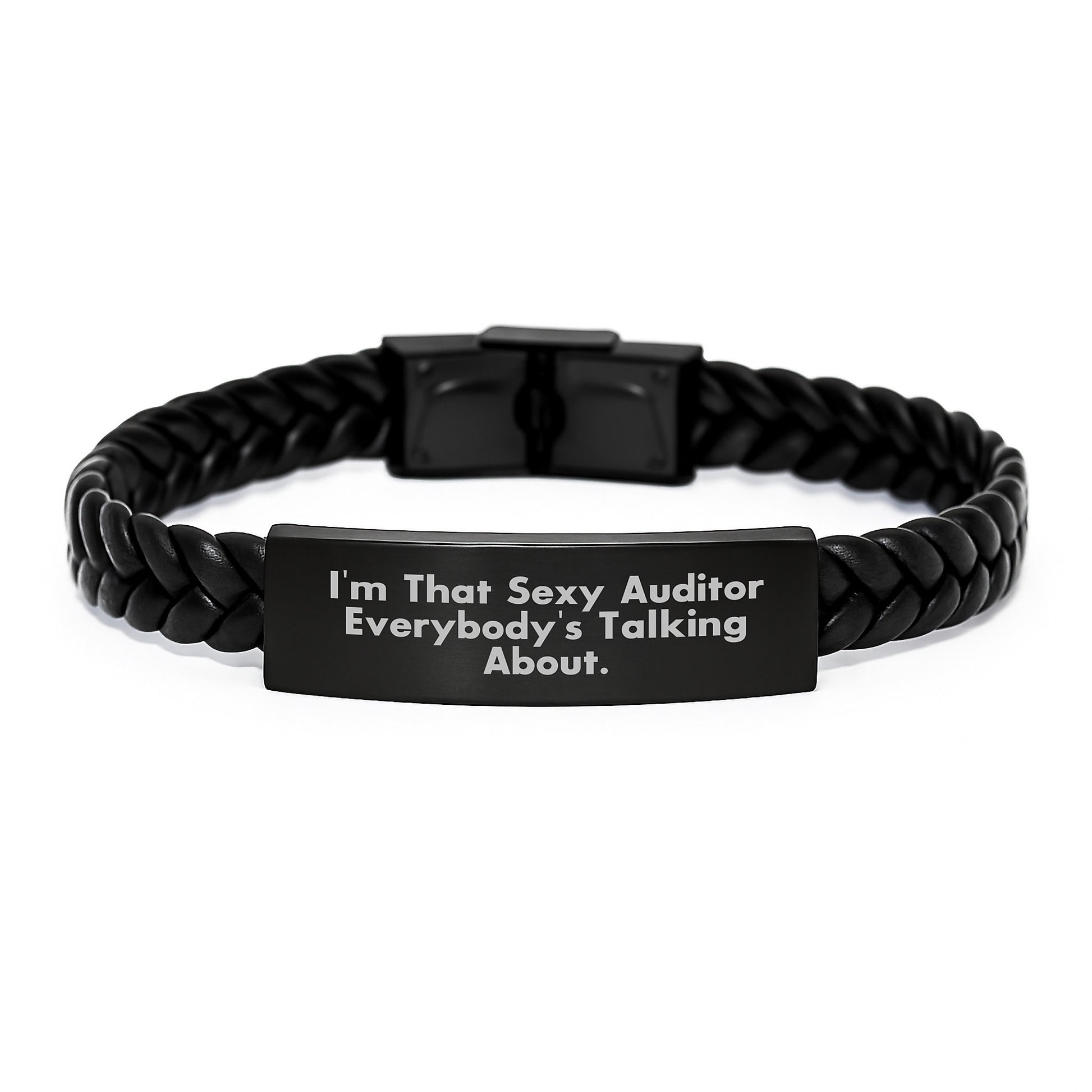 Funny Gifts from Family to Auditor Friends Interlaced Leather Bracelet, Sexy Auditor Quote Christmas Unique Gifts for Auditor Men Women - Image 1