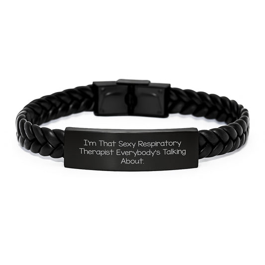 Funny Inspirational Gifts for Respiratory Therapist, Sexy Respiratory Therapist Interlaced Leather Bracelet Men Women Friends Coworkers Family Christmas Unique Gifts - Image 1