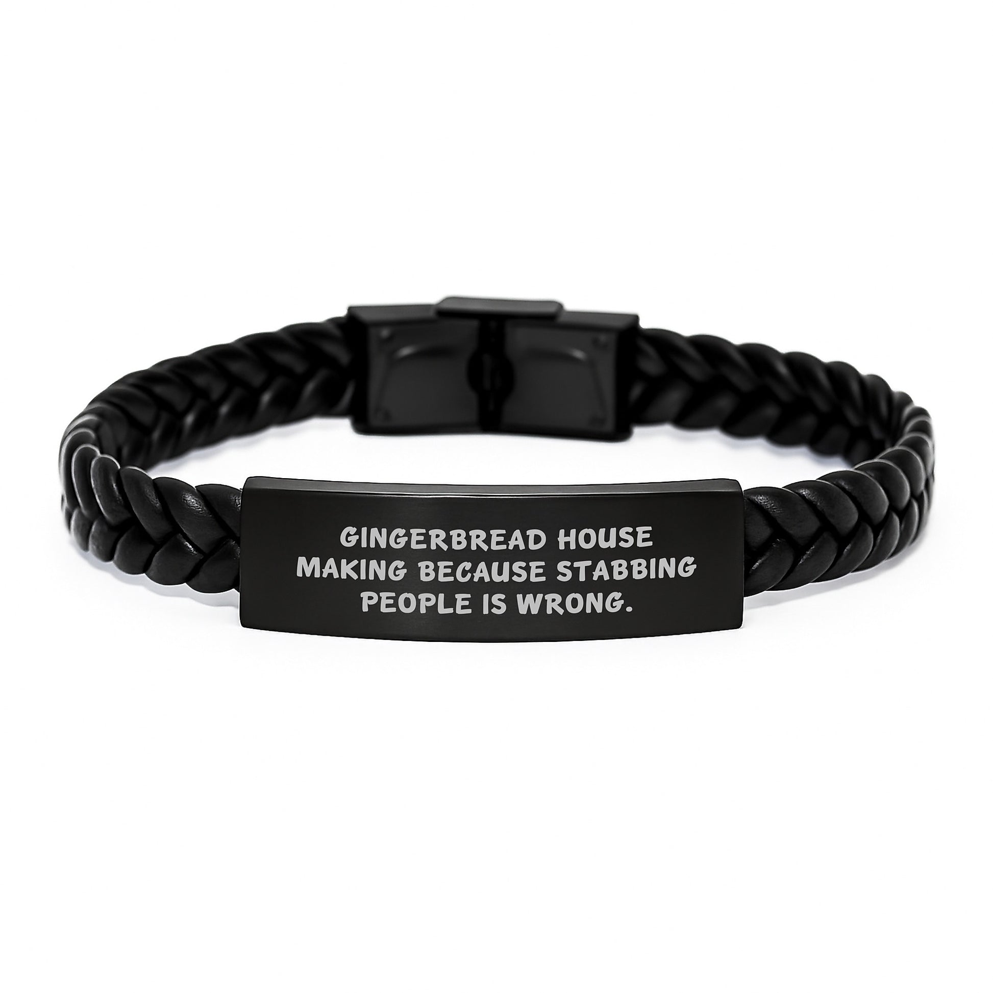 Gingerbread House Making Christmas Bracelet Gifts from Friends for Gingerbread House Making Enthusiasts - Funny Interlaced Leather Wristband for Men and Women - Image 1