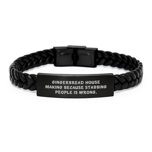Gingerbread House Making Christmas Bracelet Gifts from Friends for Gingerbread House Making Enthusiasts - Funny Interlaced Leather Wristband for Men and Women - Image 1