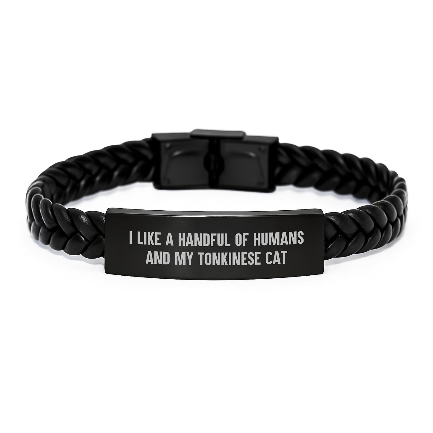 Tonkinese Cat Lover's Funny Gift, Interlaced Leather Bracelet for Men, Gifts from Women, Valentine's Unique Gifts - Image 1