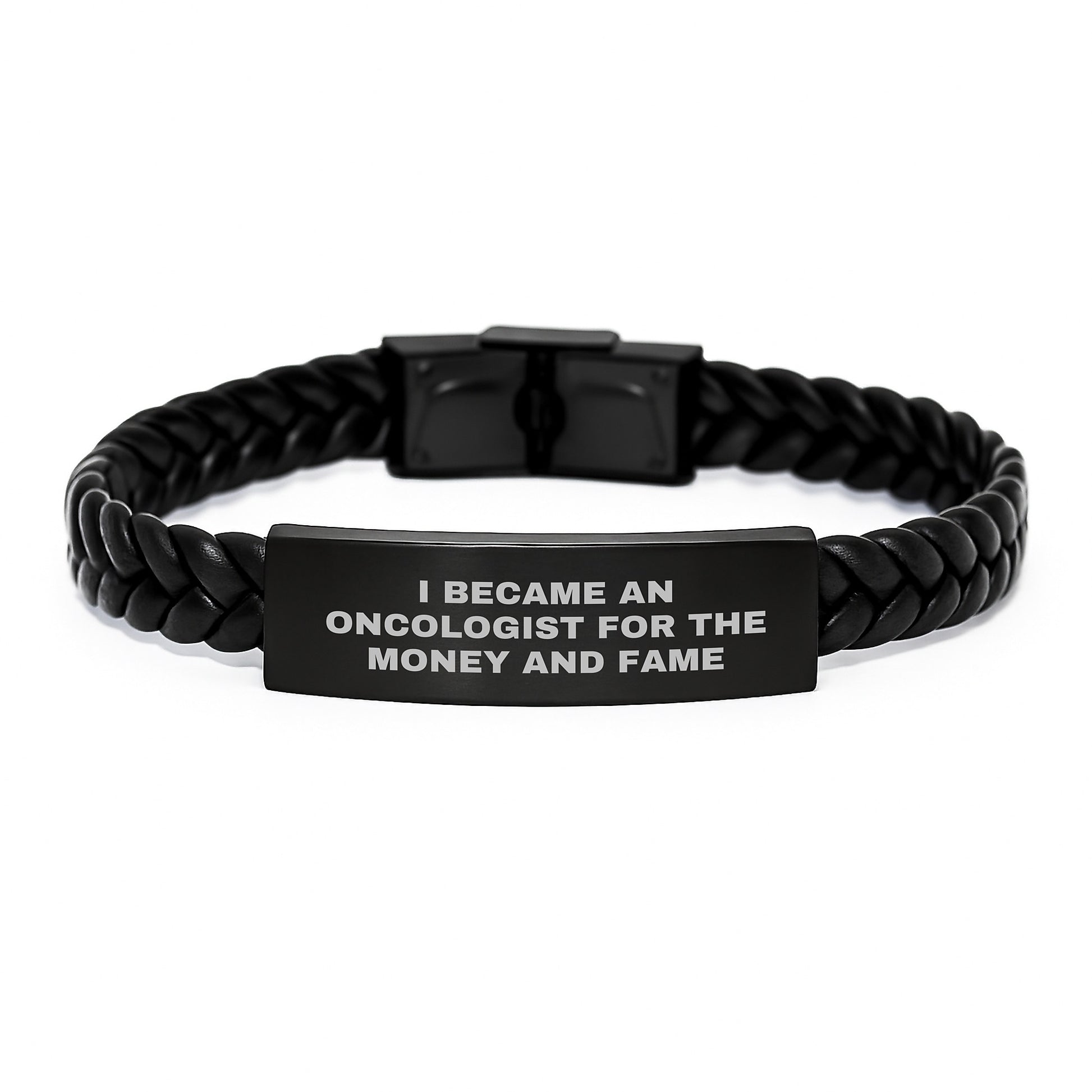 Funny Quote for Oncologist Birthday Unique Gifts - Interlaced Leather Bracelet from Friends to Oncologist - Image 1
