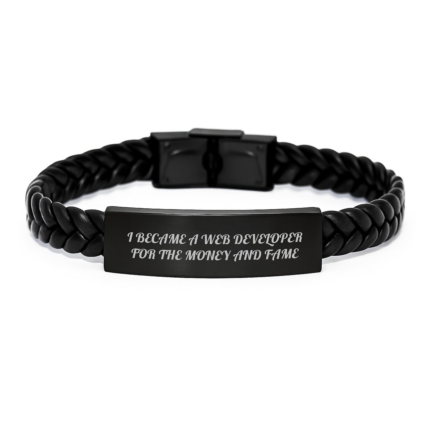 Funny Motivational Gift for Web Developer, Interlaced Leather Bracelet, Gifts from Friends to Web Developer for Christmas - Image 1