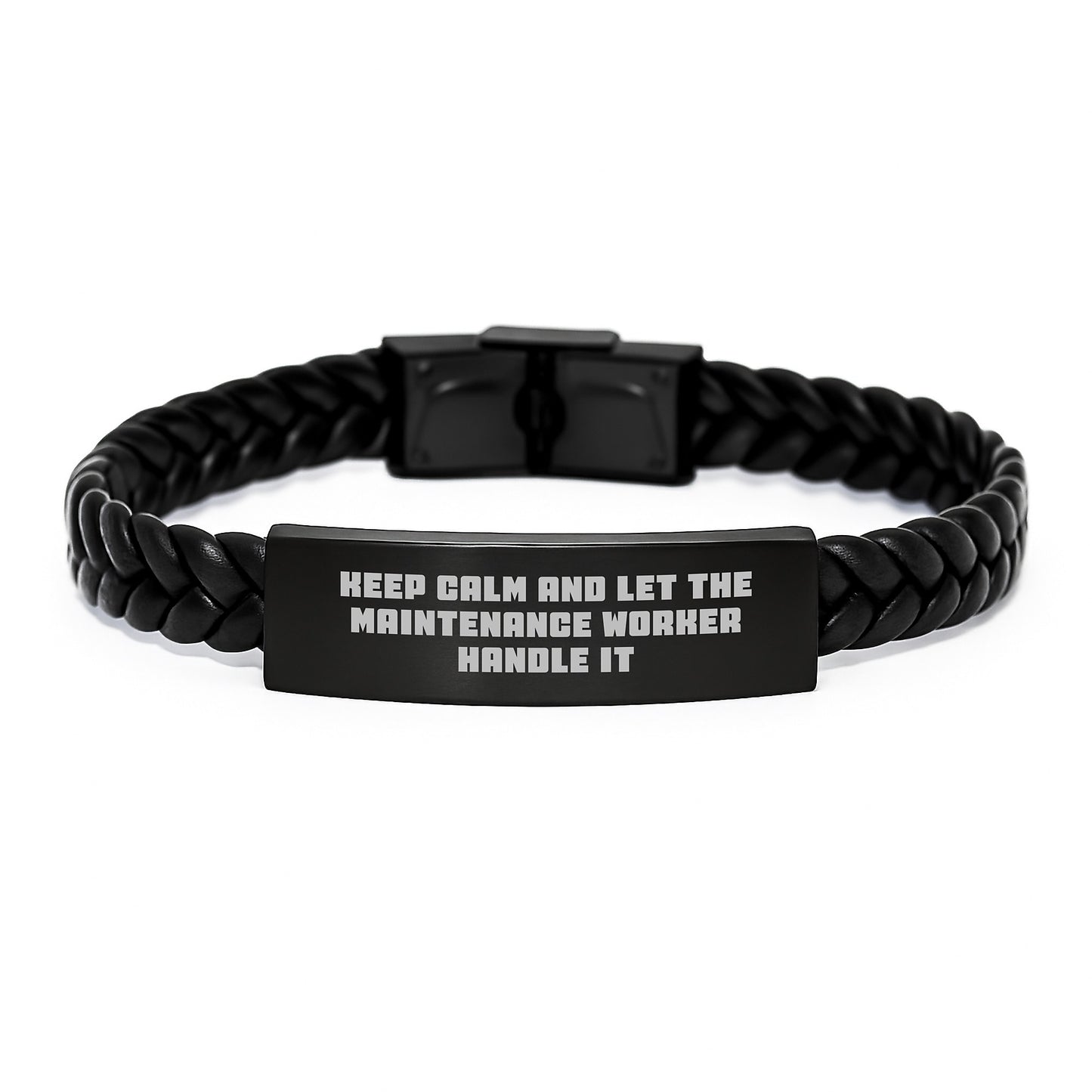 Funny Maintenance Worker Gifts, Christmas Unique Gifts for Men, Interlaced Leather Bracelet with Stainless Steel and PU Leather, Gifts from Friends to Maintenance Worker - Image 1