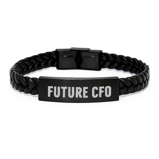 Funny Future CFO Christmas Unique Gifts for Men, CFO Interlaced Leather Bracelet with Stainless Steel and PU Leather, Gifts from Friends, Family, Coworkers to CFO - Image 1