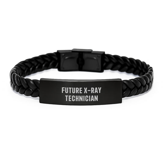 Gifts from Friends for Future X-ray Technician, Inspirational Quote Interlaced Leather Bracelet, X-ray Technician Graduation Unique Gifts, Durable Stainless Steel PU Leather - Image 1