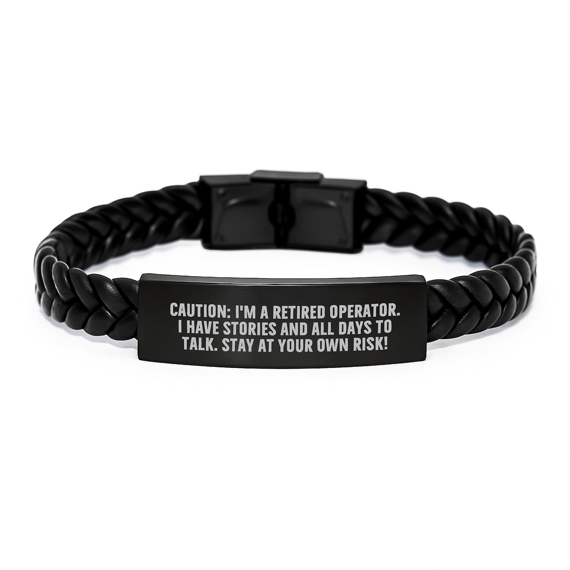 Funny Operator Gifts - Interlaced Leather Bracelet from Friends for Operator Men - Caution: I'm A Retired Operator. - Image 1