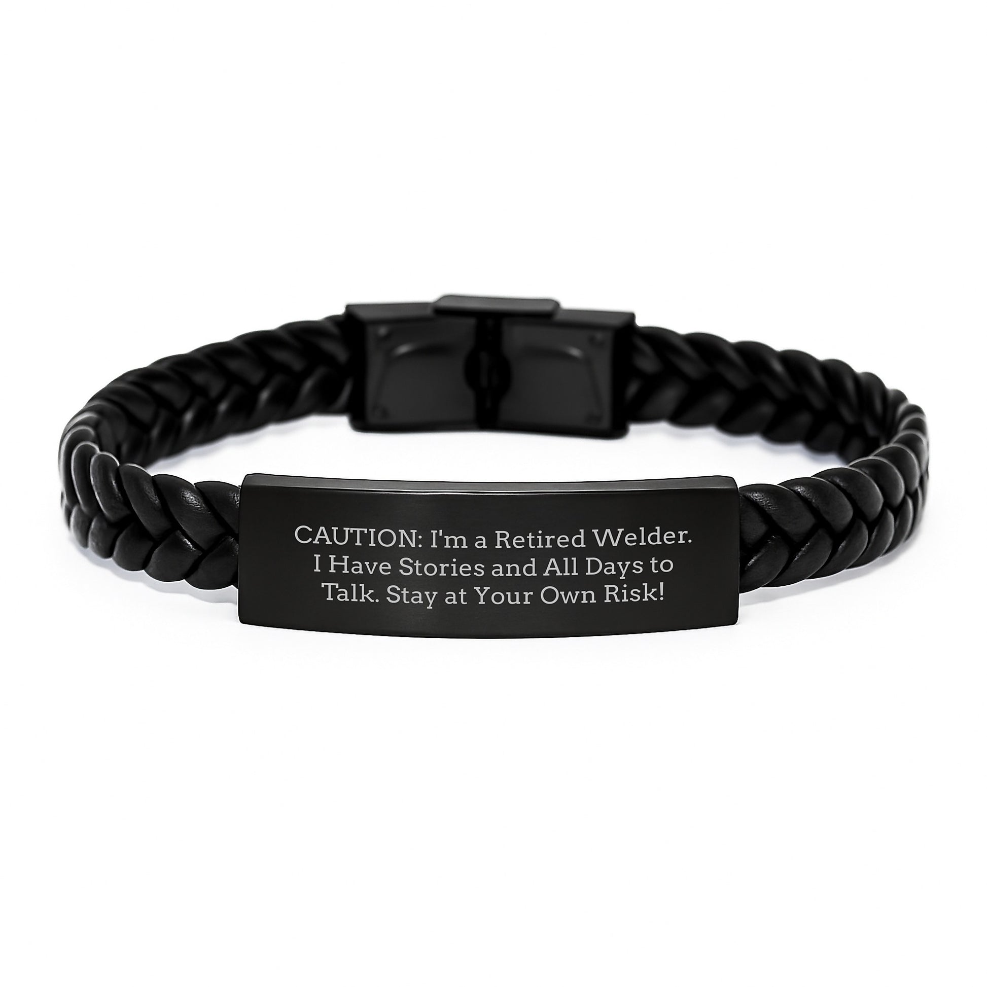 Welder's Wisdom Interlaced Leather Bracelet, Funny Quotes Gifts from Family to Men, Graduation Unique Gifts, Welder Accessories - Image 1
