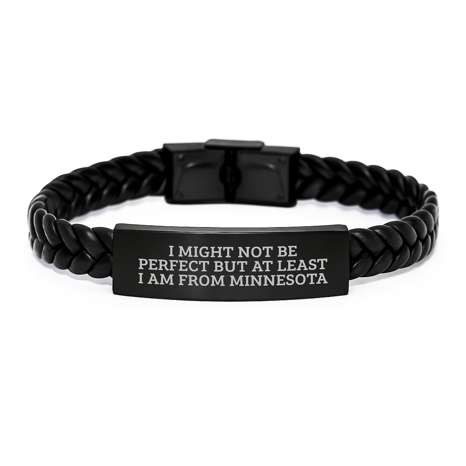 Minnesota Gifts for Him or Her - Funny Quote Interlaced Leather Bracelet, Gifts from Friends, Family, or Coworkers, Unique Graduation Presents - Image 1