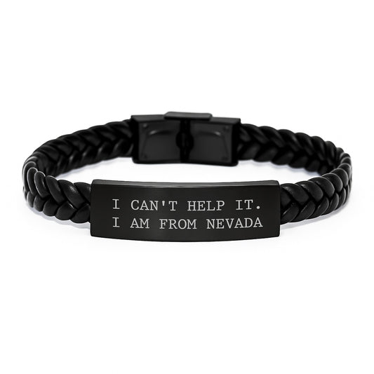 Nevada Gifts for Him, Funny Quote Interlaced Leather Bracelet, Unique Graduation Gifts from Friends, Stylish Men's Accessories, Gifts from Family - Image 1