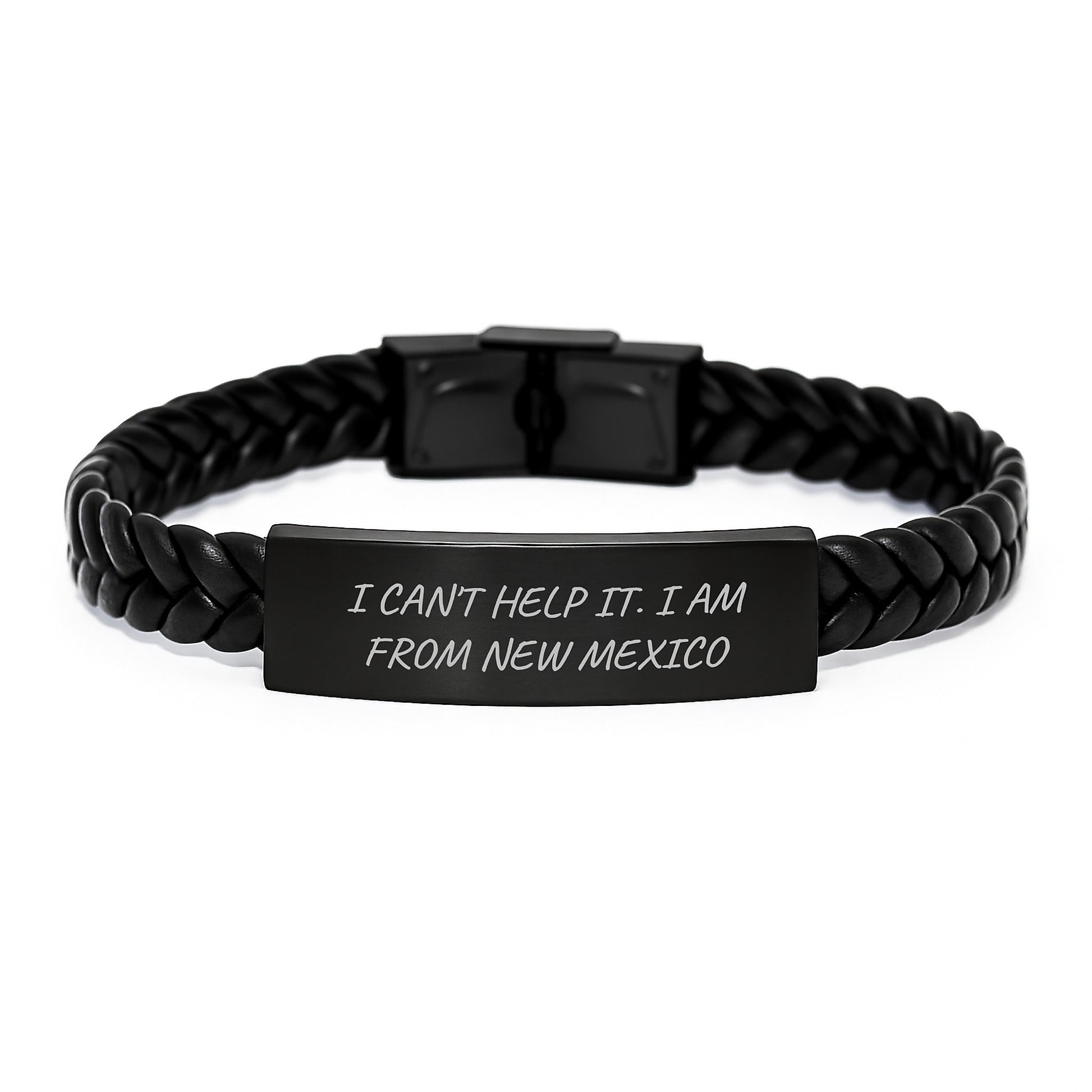 Funny New Mexico Interlaced Leather Bracelet Gifts for Men and Women, 'I Can't Help It. I Am From New Mexico' Quote, Unique Graduation Gifts from Family, Friends, Coworkers - Image 1