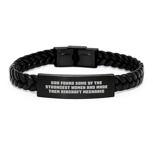 Funny Inspirational Gifts from Men to Aircraft Mechanic Friends - Interlaced Leather Bracelet Christmas Unique Gifts - Image 1