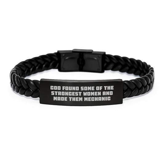 Funny Mechanic Gifts for Women, Interlaced Leather Bracelet from Friends with Inspirational Quote, Christmas Unique Presents - Image 1