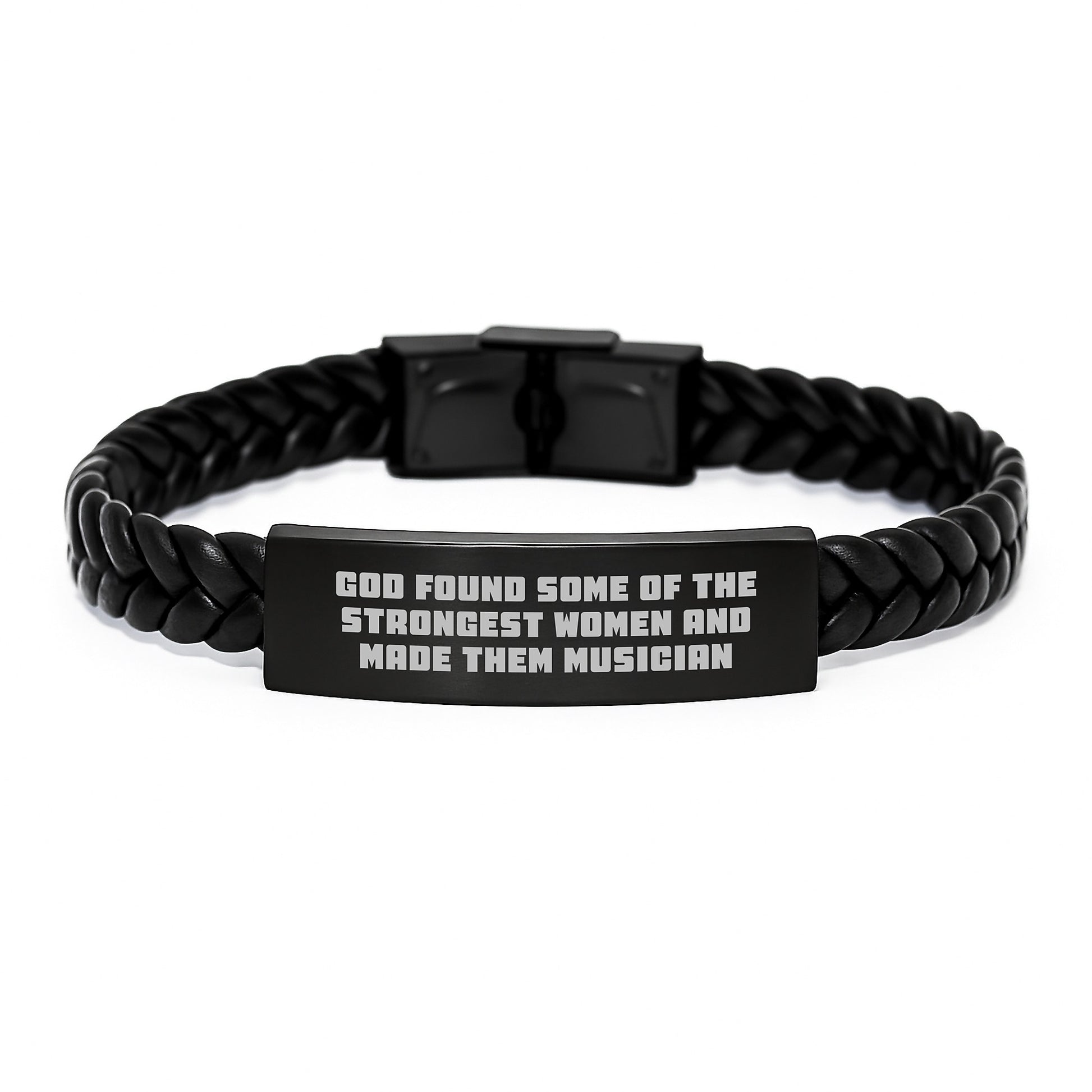 Inspirational Musician Gifts for Her, Funny Interlaced Leather Bracelet, Birthday Unique Gifts from Friends, Gifts for Musician Women - 'God Found Some Of The Strongest Women And Made Them Musician' - Image 1